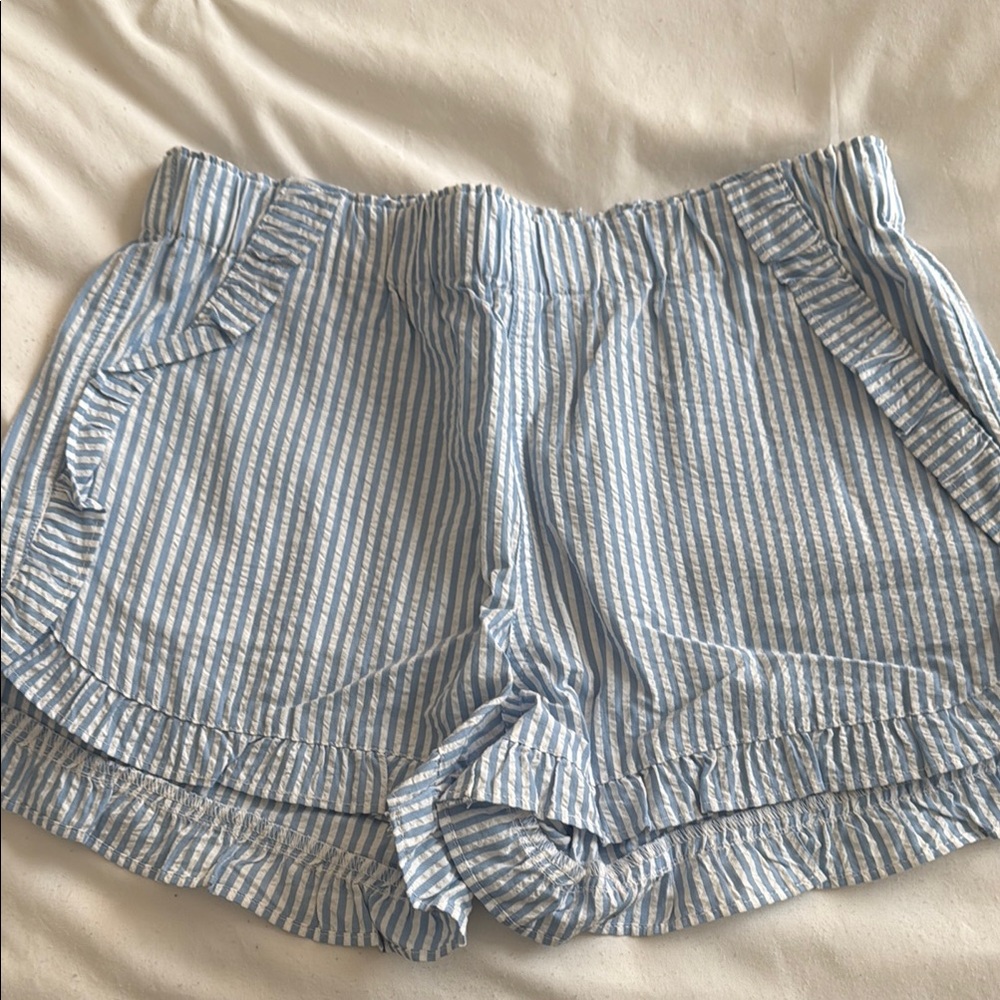 Crewcuts Blue and White Striped Shorts with Elastic Waistband